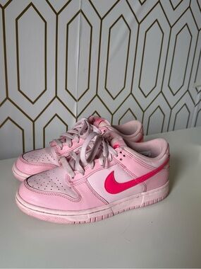 Nike Women’s Pink Low-Top Sneakers with Hot Pink Swoosh